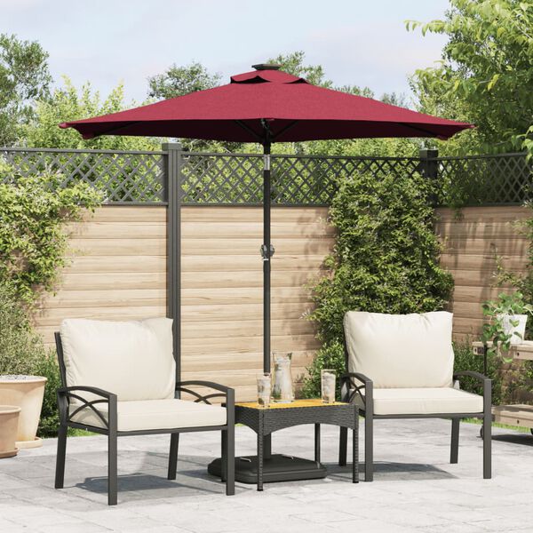 vidaXL Ombrellone Giardino con Palo Acciaio Rosso Bord&ograve; 225x225x212 cm