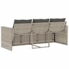 vidaXL Divano da Giardino con Cuscini 3 Posti Grigio Chiaro Polyrattan