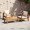 vidaXL Set Divano da Giardino 3pz con Cuscini Legno Massello di Acacia
