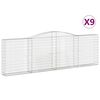 vidaXL Cesti Gabbioni ad Arco 9 pz 400x30x120/140 cm Ferro Zincato