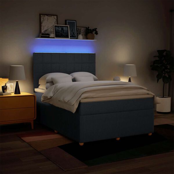 vidaXL Giroletto a Molle con Materasso Blu 140x200 cm in Tessuto