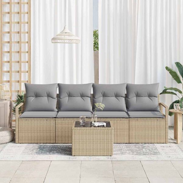 vidaXL Set di divani 5 pcs Beige e grigio polyrattan