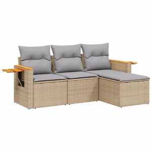 vidaXL Set Divano da Giardino 4 pz con Cuscini Beige in Polyrattan