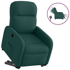 vidaXL Poltrona Alzapersona Reclinabile Elettrica Verde Scuro Tessuto