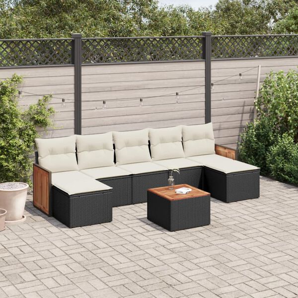 vidaXL Set Divani da Giardino con Cuscini 8 pz Nero in Polyrattan