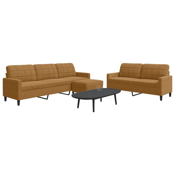 vidaXL Set di Divani 3 pz con Cuscini Marrone in Velluto