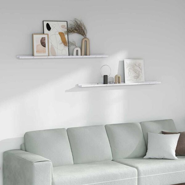 vidaXL Scaffale da parete 2 pcs Marmo Bianco 115 x 9 x 3 cm