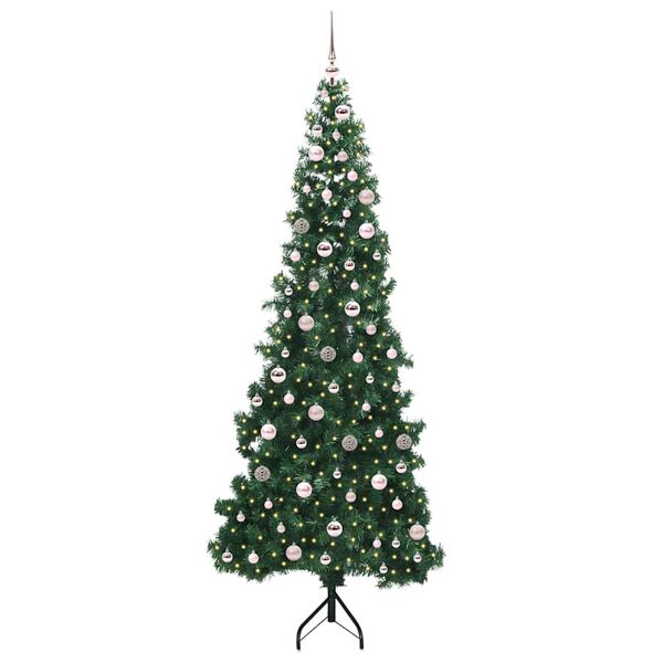 vidaXL Albero di Natale Artificiale Angolare con 300 LED Verde 240 cm