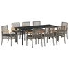 vidaXL Set da Pranzo per Giardino 9 pcs Grigio e Nero Rattan