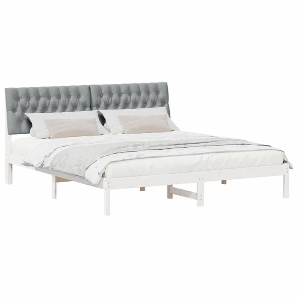 vidaXL Letto con Testiera Rivestita con testiera Bianco 180 x 200 cm
