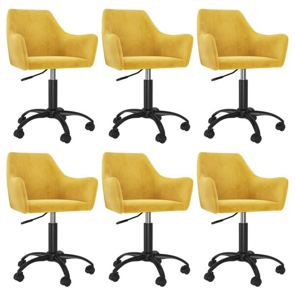 vidaXL Sedie da Pranzo Girevoli 6 pz Giallo Senape in Velluto