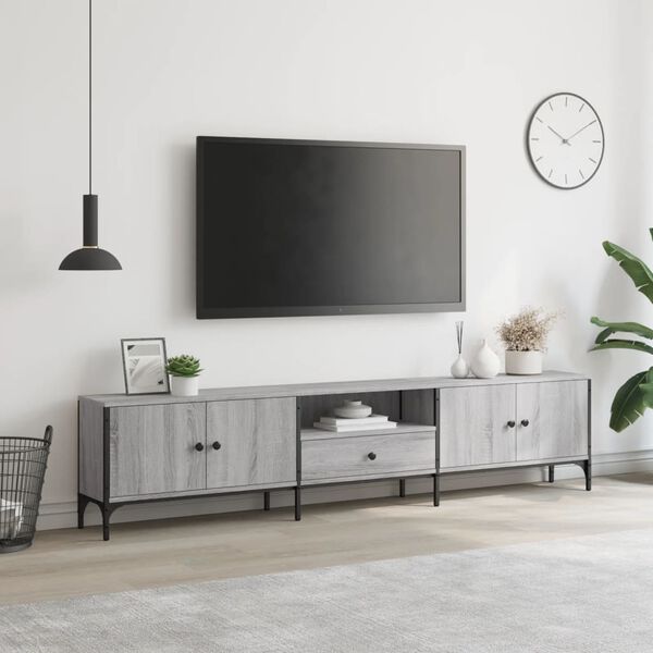vidaXL Mobile TV Cassetto Grigio Sonoma 200x25x44 cm Legno Multistrato