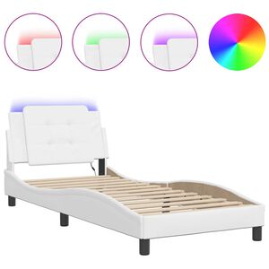 vidaXL Giroletto con LED senza Materasso Zadar Bianco 80x200 cm