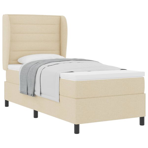 vidaXL Letto a molle con materasso Crema 90 x 190 cm Tessuto