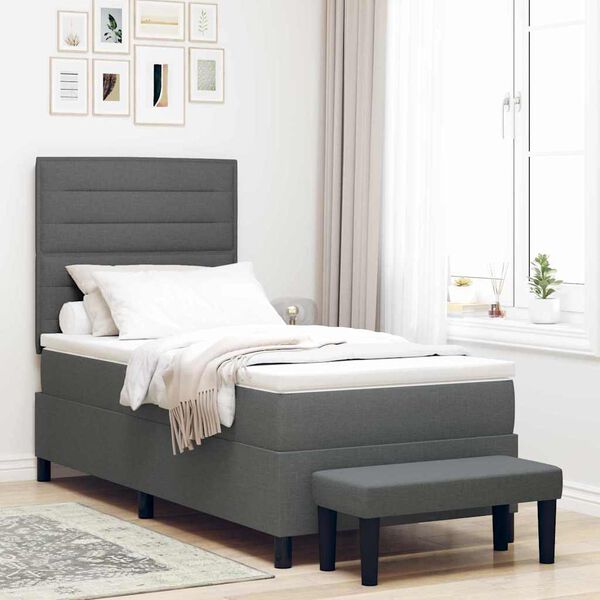 vidaXL Letto a molle con cuscino Grigio scuro 80 x 200 cm Tessuto
