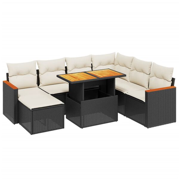 vidaXL Set Divani da Giardino con Cuscini 8 pz Nero in Polyrattan