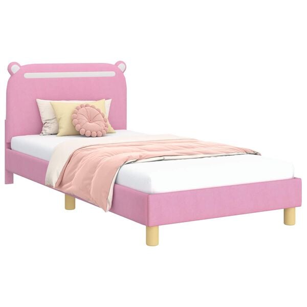 vidaXL Struttura letto bambini con testata Rosa 90 x 200 cm Tessuto