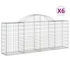 vidaXL Cesti Gabbioni ad Arco 6 pz 200x30x80/100 cm Ferro Zincato