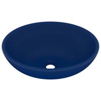 vidaXL Lavandino Lusso Ovale Blu Scuro Opaco 40x33 cm in Ceramica