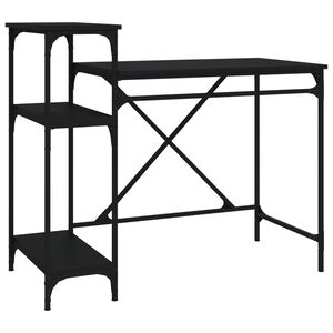 vidaXL Scrivania Ripiani Nera 105x50x90 cm Legno Multistrato e Ferro
