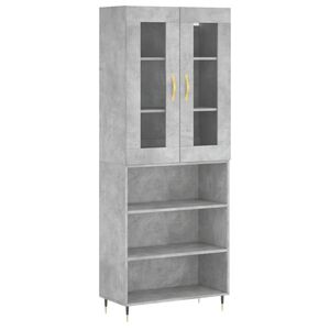 vidaXL Credenza Grigio Cemento 69,5x34x180 cm in Legno Multistrato