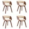 vidaXL Sedie da Pranzo 4 pz in Legno Curvato e Similpelle Crema
