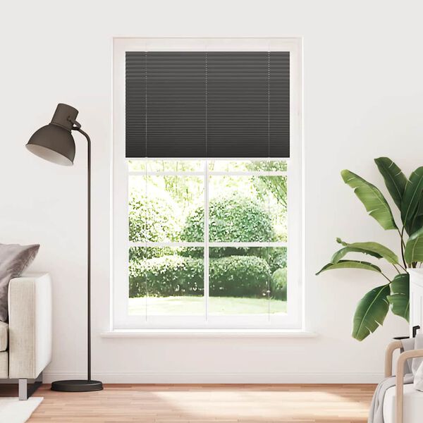 vidaXL Tenda Plissettata Nera 115x200 cm Larghezza Tessuto 114,4 cm