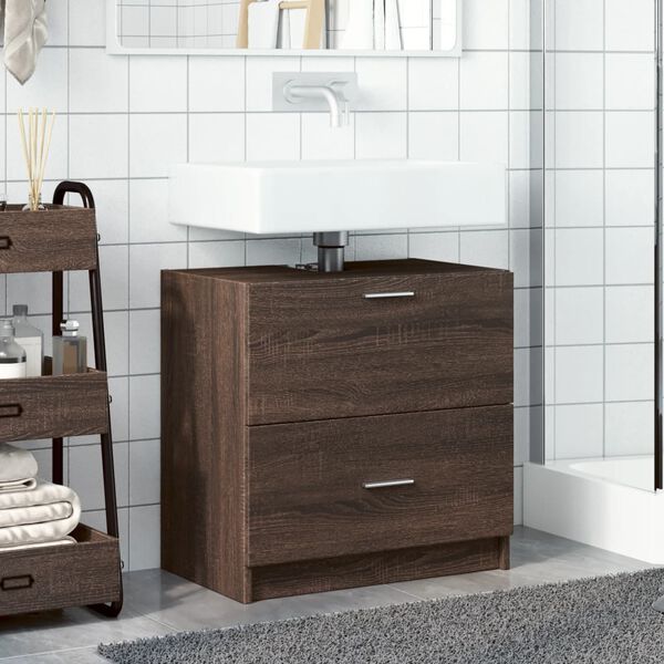 vidaXL Mobile Lavabo Rovere Marrone 59x37x59 cm in Truciolare