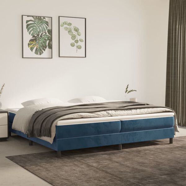vidaXL Struttura Letto a Rete a Molle Blu Scuro 200x200 cm in Velluto