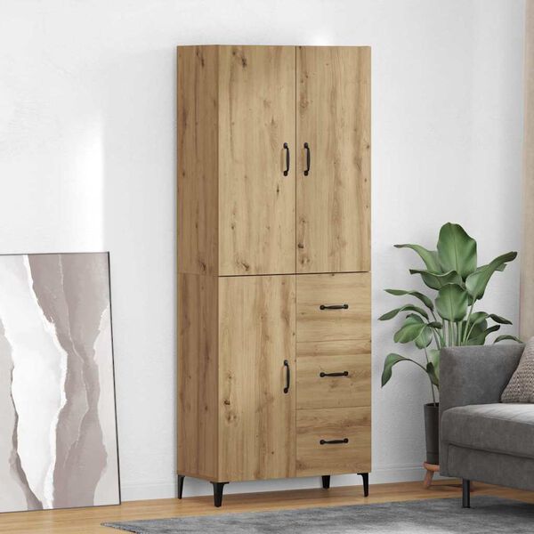 vidaXL Credenza con cassetto Rovere artigianale 69,5 x 34 x 180 cm