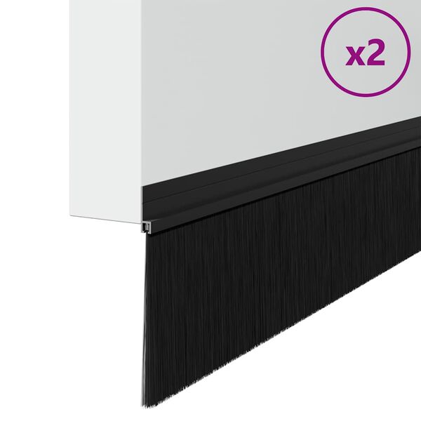 vidaXL Spazzole per porte autoadesive 2 pcs Nero 100 cm