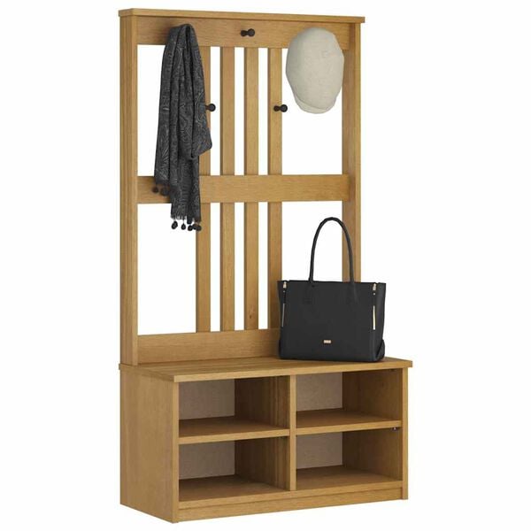 vidaXL Albero da Ingresso SANDNES 87x40x159,5 cm in Legno di Pino