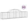 vidaXL Cesti Gabbioni ad Arco 3 pz 200x30x40/60 cm Ferro Zincato