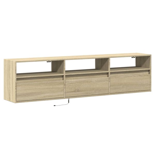vidaXL Mobile TV a Parete con LED Rovere Sonoma 180x31x45 cm