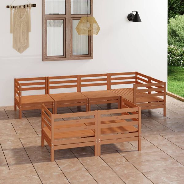 vidaXL Set Salotto da Giardino 7 pz in Legno Massello di Pino Ambra