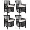 vidaXL Sedia da esterno 4 pz Nero e Crema polyrattan