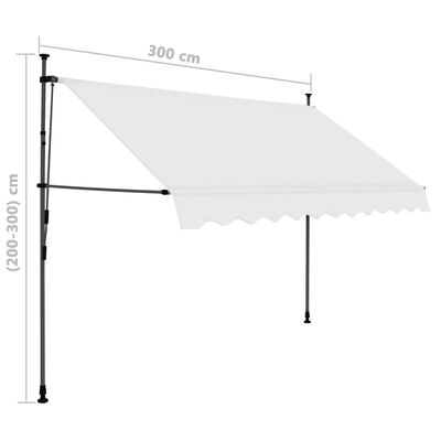 vidaXL Tenda da Sole Retrattile Manuale con LED 300 cm Crema