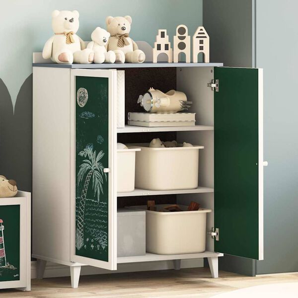 vidaXL Mobile con Lavagna Grigio e Bianco 80 x 40 x 110 cm