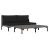vidaXL Set Divani da Giardino 3 pz Grigio Scuro Polyrattan Mezzo Tondo