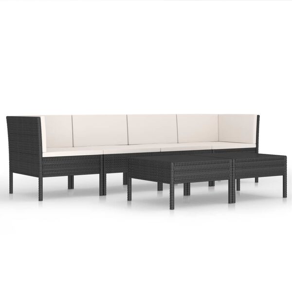 vidaXL Set Divani da Giardino 9 pz con Cuscini in Polyrattan Nero