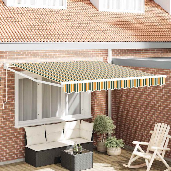 vidaXL Tenda retrattile manuale Verde 350 x 250 cm