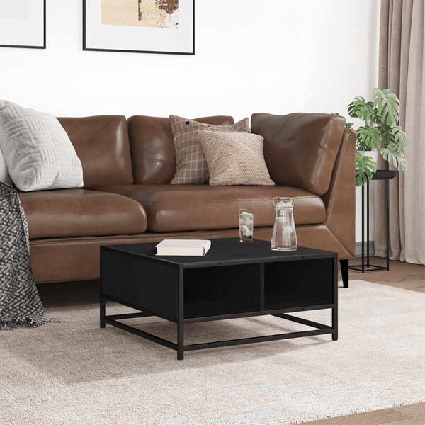 vidaXL Tavolino da Salotto Nero 60,5x60,5x30cm Truciolato e Metallo