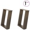 vidaXL Gambe per Tavolino da Caff&egrave; a Forma di U 2 pz Acciaio Naturale 38x(42-43) cm Acciaio