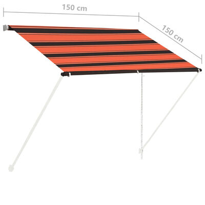 vidaXL Tenda da Sole Retrattile 150x150 cm Arancione e Marrone