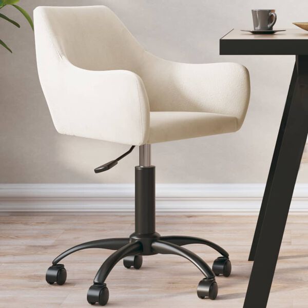 vidaXL Sedia da Pranzo Girevole Crema in Velluto