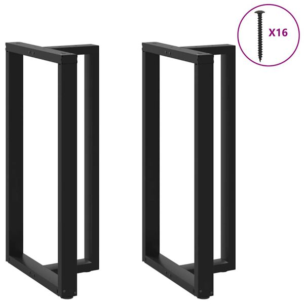 vidaXL Gambe per tavolo da bar a forma di T 2 pz nere 60x35x(110-111) cm in acciaio