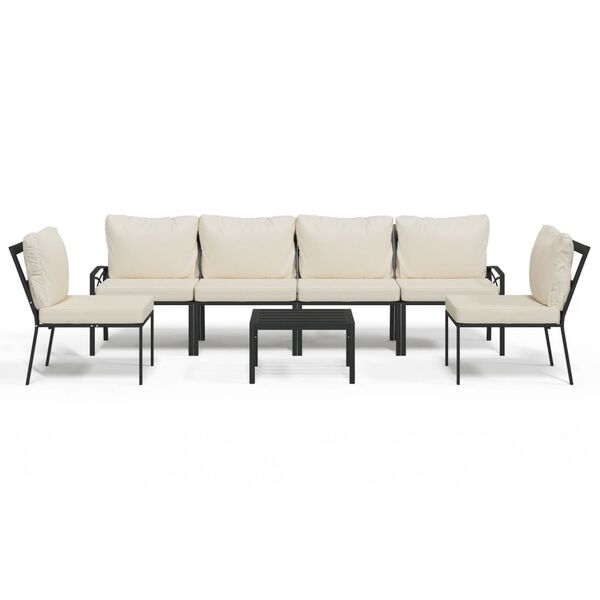 vidaXL Set Salotto da Giardino 7pz con Cuscini Sabbia in Acciaio