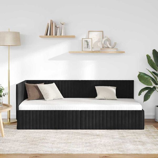 vidaXL Cornice del letto ad angolo Nero 80 cm x 200 cm Velluto