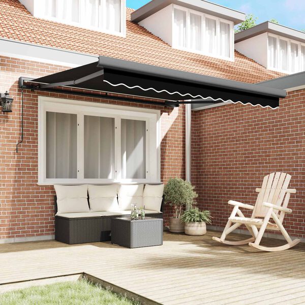 vidaXL Tenda Retrattile Nero 300 x 250 cm Tessuto e Metallo