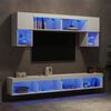 vidaXL Mobili TV a Muro con LED 6pz Bianchi in Legno Multistrato